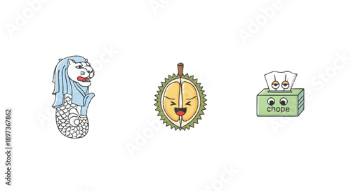 Merlion coconut tissue box cartoon characters