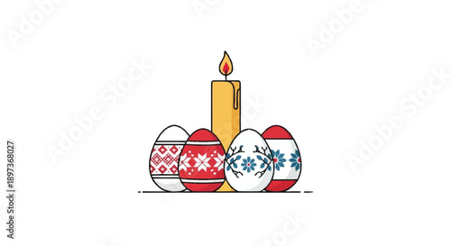 Decorated easter eggs and a lit candle decorated eggs candle flame holiday