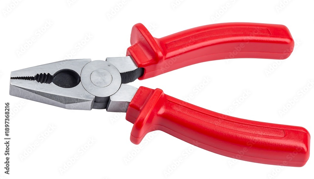 Fototapeta premium Red Handled Combination Pliers Isolated on White Background.