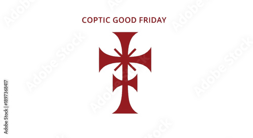 Coptic Good Friday red cross symbol on white background
