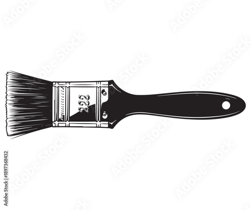 Black and white illustration of a paintbrush