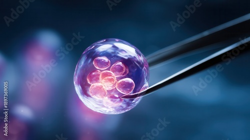 Embryo Held by Tweezers in Lab