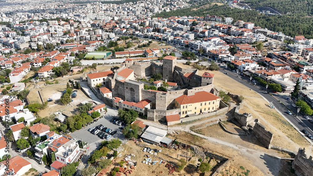 Fototapeta premium Aerial View of the Heptapyrgion Fortress (Yedi Kule) in Thessaloniki, Greece