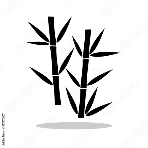 Tropical Leaves Bamboo Tree Icon with shadow