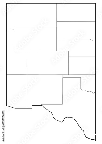 Mountain Time Zone Map Vector of United States Rocky Mountain Region with State Borders 1 Bit Style