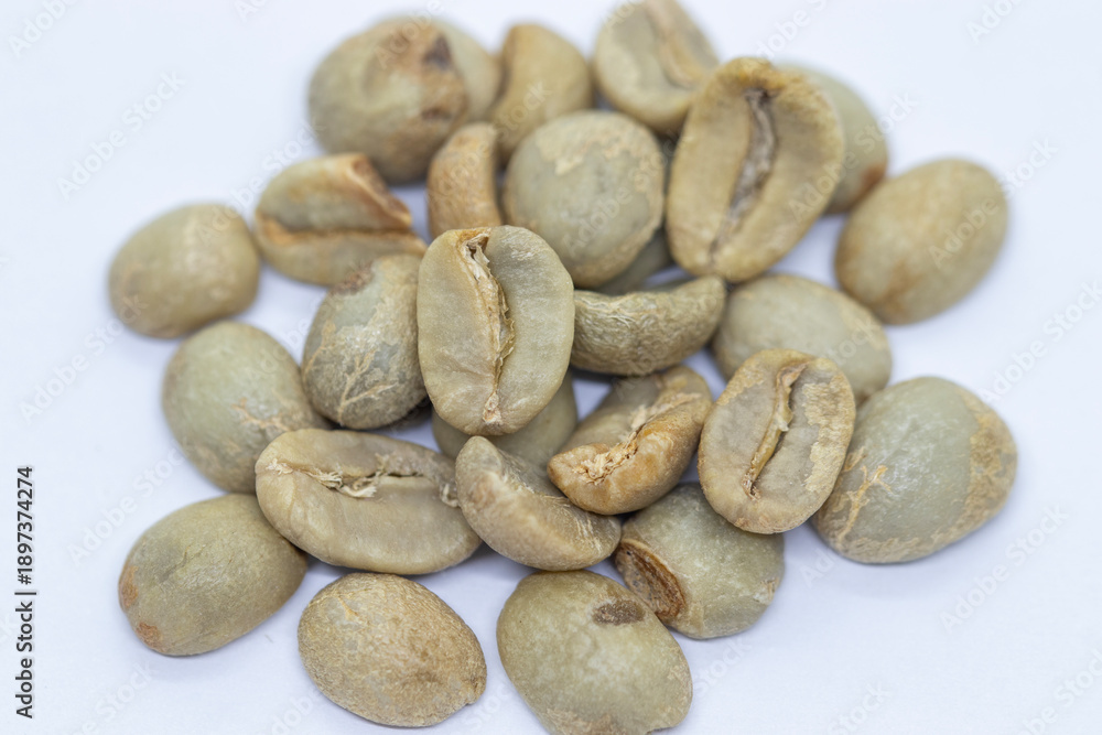 Obraz premium Unroasted raw coffee beans, Antigua green,