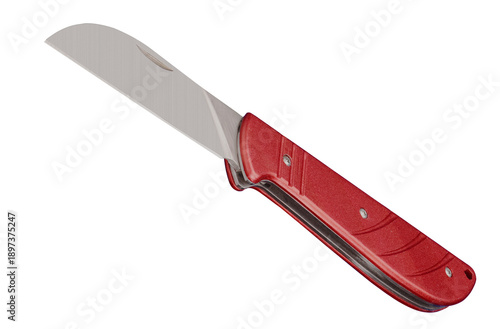isolated red-handled pocket knife