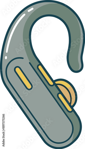 イヤーカフ型ワイヤレスイヤフォンの単体イラスト　オープンイヤーオーディオデバイス