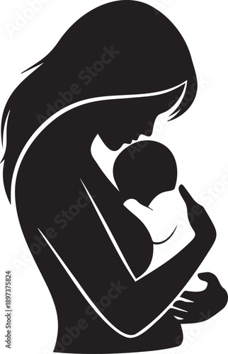 Silhouette of a mother preparing food in kitchen while her little child sits on floor reading a book