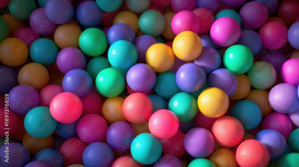 Fototapeta premium Vibrant multicolored plastic balls filling the frame texture