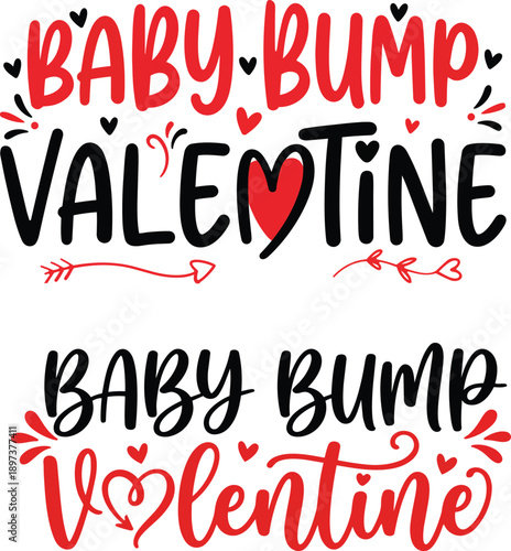 Baby bump valentine a cute pregnancy text design for valentine's day celebration Vector
