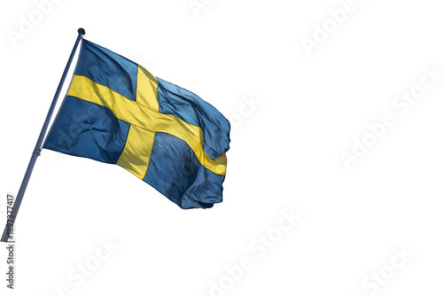 Swedish flag isolated on a transparent background. 6 June. Beautiful Swedish flag waving. Celebration. National Day of Sweden. Swedish Flag Day.