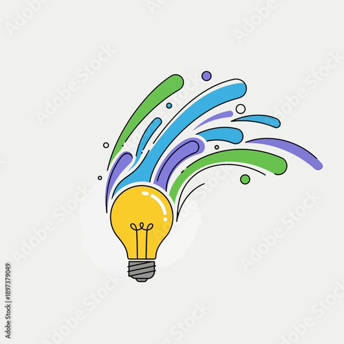 Bright Idea Light Bulb Exploding with Creativity and Innovation.