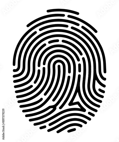 Fingerprint Design – Black and White Abstract Representation, Symbolizing Identity, Security, and Uniqueness.