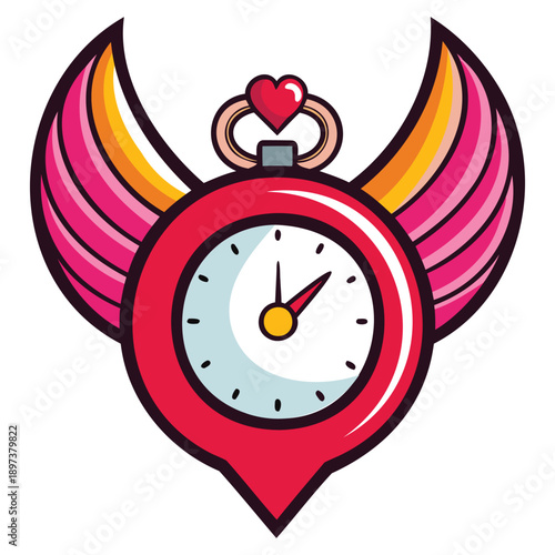 red alarm clock with heart