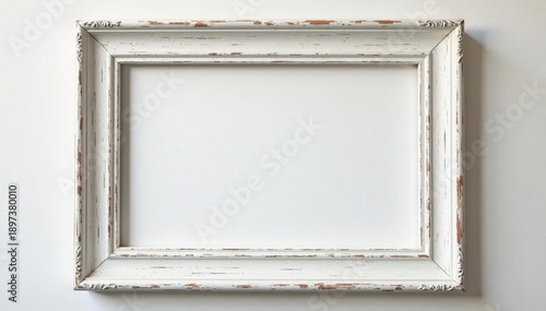 Elegant whitewashed wooden picture frame, weathered look, light, texture
