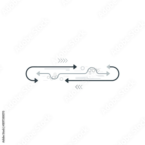 Abstract Arrow Flow Diagram with Circular Elements.