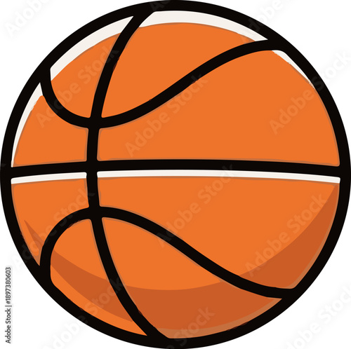 Cartoon-style orange basketball with bold black outlines and a hint of shading on a white background