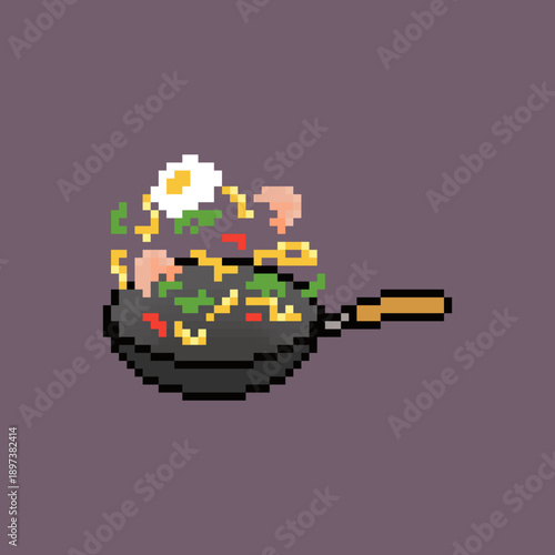wok pan cooking pixel art