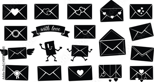 love, envelope, heart, romantic, valentine, message, letter, mail, affection, cute, wings, ribbon, cartoon, icon, greeting, emotion, celebration, adorable, sweet, illustration