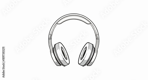 Clean illustration of over-ear headphones in grayscale on a white background, ready for audio enjoyment