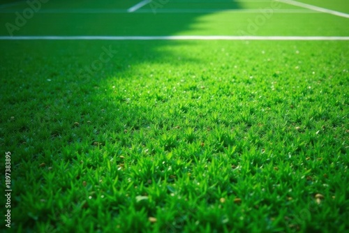 Emerald green tennis court, freshly cut grass, vibrant lines , game, tennis court, texture