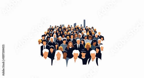 An abstract illustration of a diverse crowd of people, representing community, business, and social groups
