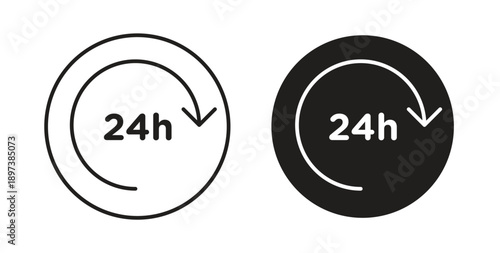 24 Hrs icon in line design. editable stroke icons pack