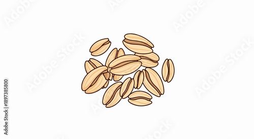 An illustration of a small pile of golden-brown oat grains with dark outlines on a plain white background
