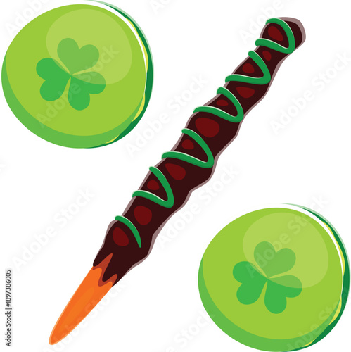 St Patricks font candy punctuation percent symbol. Saint Patrick day typeset vector punctuation mark, March holiday typeface element. Spring alphabet type sign with holiday dessert or sweet candy