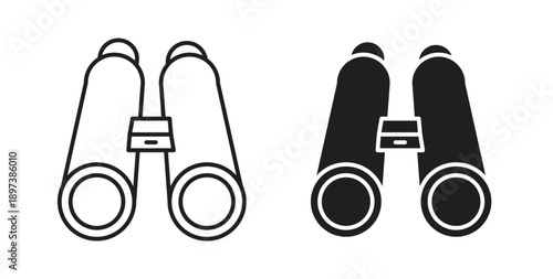 Binoculars icon in line design. editable stroke icons pack