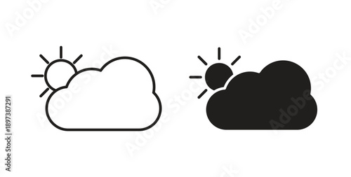 Cloudy Day icon in line design. editable stroke icons pack