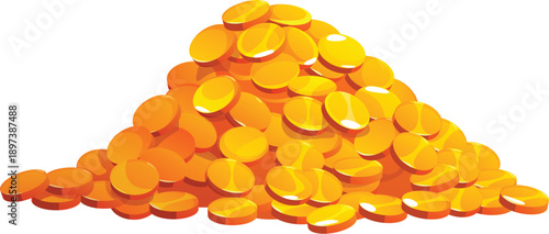 Cartoon pile of gold coins, Egypt game icon asset, ancient Egyptian treasure. Vector ancient shiny golden coins, symbol of wealth, fortune, abundance and prosperity, success and pharaoh riches