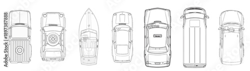 Vehicle Top-Down Line Art