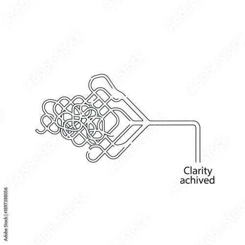 Conceptual illustration of complex problem solving leading to clarity.