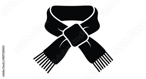 Black silhouette of a folded scarf with fringed ends