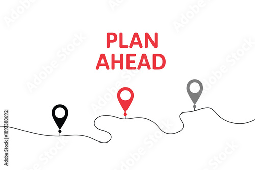 Plan ahead a visual representation of strategy and future direction with map pins