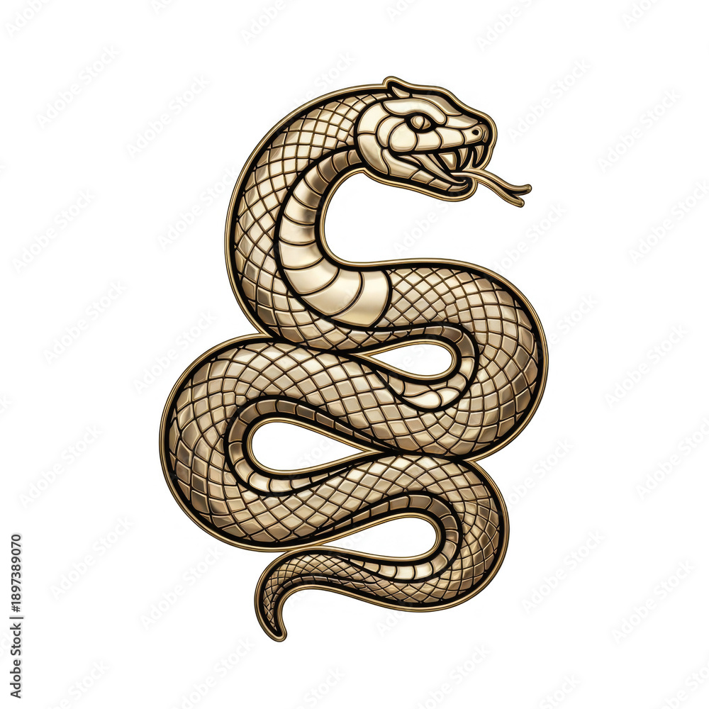 Fototapeta premium Golden Coiled Snake Illustration on Transparent Background
