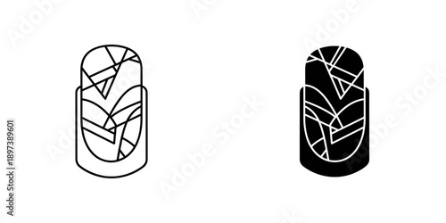 Abstract Black and White Pill Capsule Icons with Geometric Patterns
