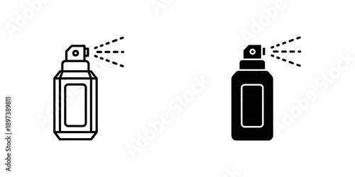 Black and White Illustration of Spray Bottles with Spraying Liquid
