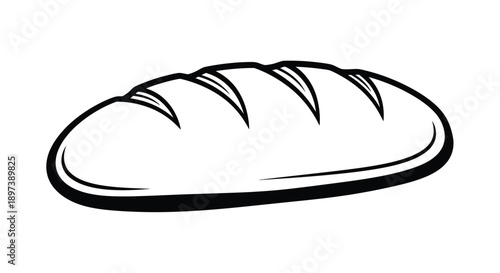Simple black and white illustration of a loaf of bread with scoring