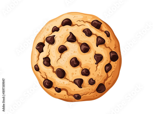 A close-up view of a delicious chocolate chip cookie on a clean surface
