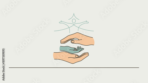 Two hands gently holding a small green sprout.