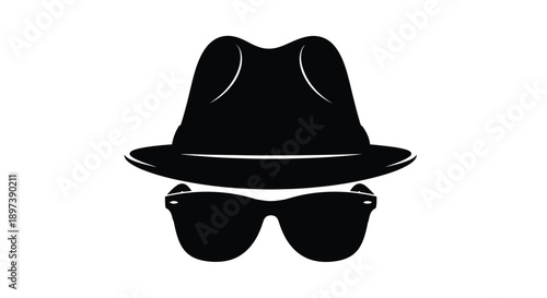 Anonymous figure depicted with a hat and sunglasses concealing identity