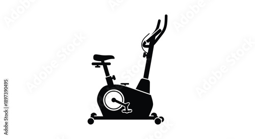 Simple black silhouette of an exercise bike with visible components