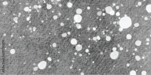 Abstract macro texture of shiny silver rain drops falling on a bright metal surface and wet window glass with white bubbles and blue winter light patterns