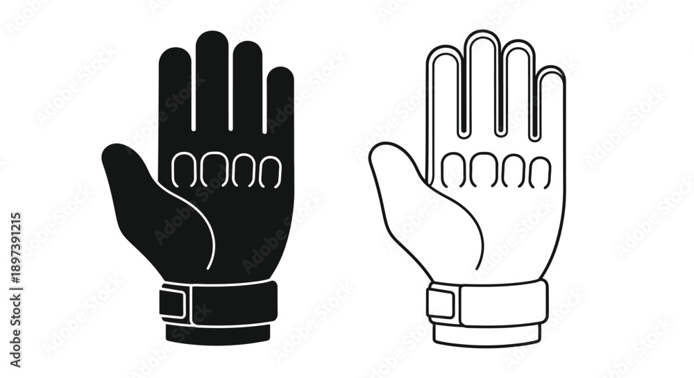 Obraz premium Two gloves one black and one white depicted in a simple graphic style