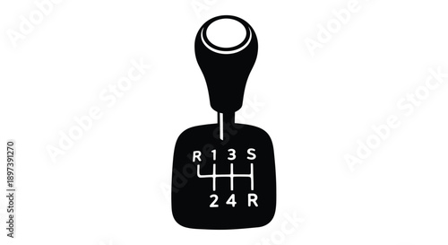 A black silhouette of a manual transmission gear shift knob