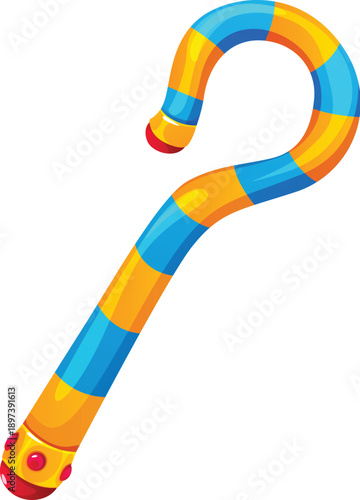 Egypt game icon of mystical ceremonial staff for GUI asset, cartoon vector item. Ancient Egypt treasure game icon of Pharaoh crook of king regalia symbol for Egyptian adventure magic game
