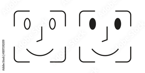 Face id icon in line design. editable stroke icons pack